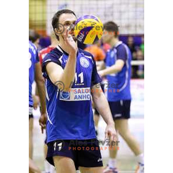 Dejan Čabarkapa of Salonit Anhovo during volleyball game between ACH Volley and Salonit Anhovo, final match of Slovenia Volleyball Cup 2015, 17.1.2015 in OŠ Šempeter, Šempeter