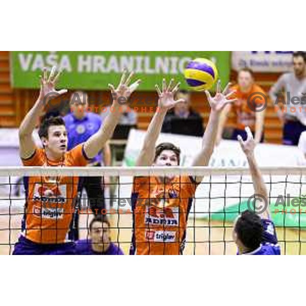 Jan Kozamernik and Jan Klobučar of ACH Volley during volleyball game between Salonit Anhovo and ACH Volley, final match of Slovenia Volleyball Cup 2015, 17.1.2015 in OŠ Šempeter, Šempeter