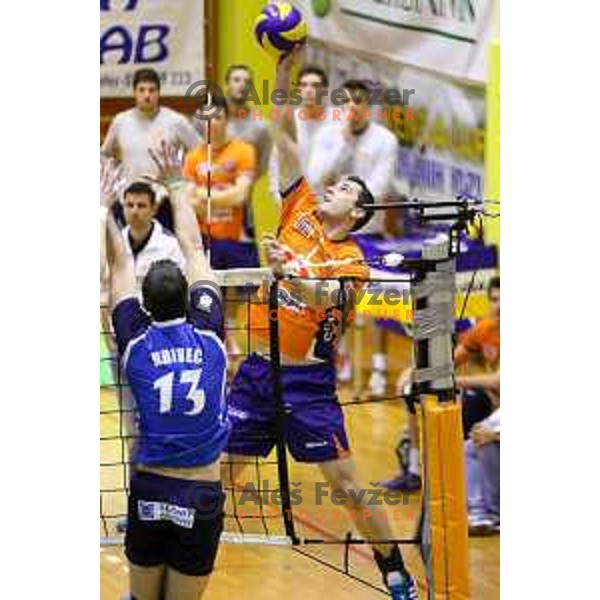 Andrej Flajs of ACH Volley during volleyball game between Salonit Anhovo and ACH Volley, final match of Slovenia Volleyball Cup 2015, 17.1.2015 in OŠ Šempeter, Šempeter