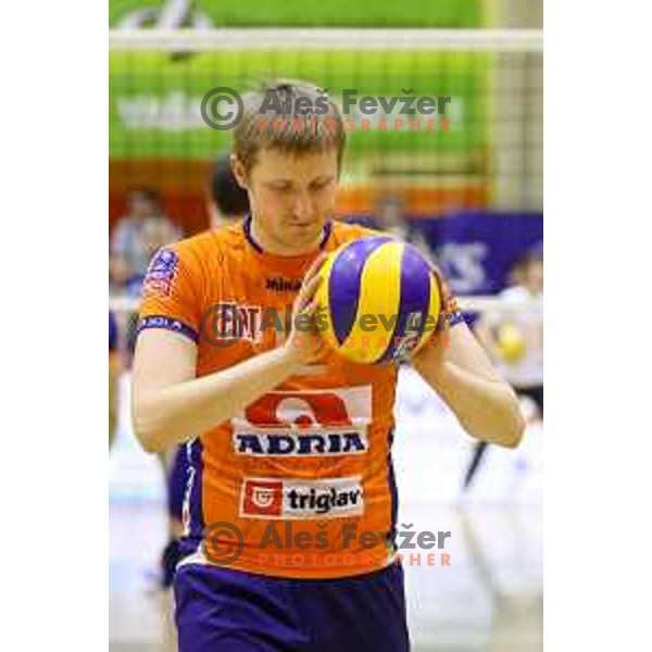 Michal Kozlowski of ACH Volley during volleyball game between Salonit Anhovo and ACH Volley, final match of Slovenia Volleyball Cup 2015, 17.1.2015 in OŠ Šempeter, Šempeter
