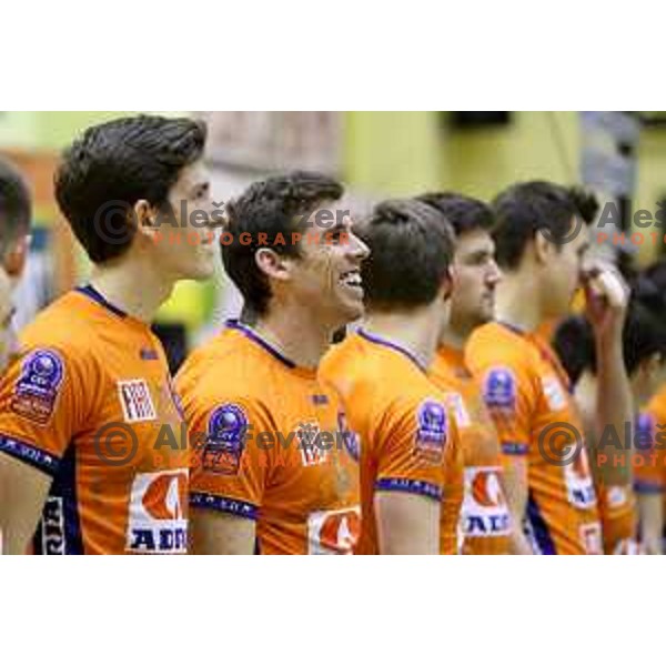 Diko Purić and Eric Mochalski of ACH Volley during volleyball game between Salonit Anhovo and ACH Volley, final match of Slovenia Volleyball Cup 2015, 17.1.2015 in OŠ Šempeter, Šempeter