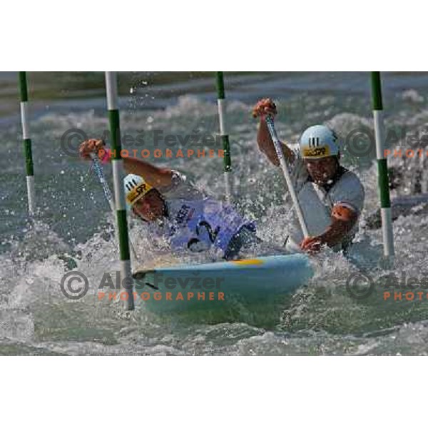 Winners in C-2 brothers Hochschorner in Final of ICF slalom World Cup race in Tacen, Slovenia on July 8th 2007. Photo by Ales Fevzer 