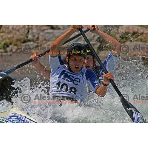 Visnar (108) and Jarc in Final of ICF slalom World Cup race in Tacen, Slovenia on July 8th 2007. Photo by Ales Fevzer 