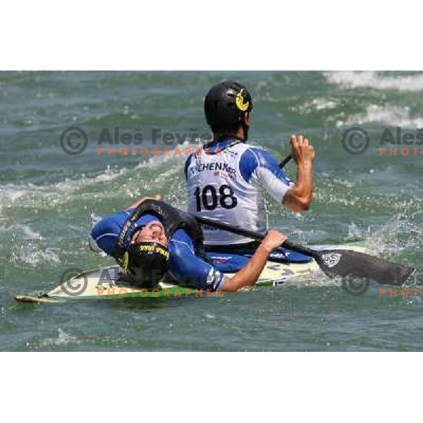 Jarc and Visanr (108) in Final of ICF slalom World Cup race in Tacen, Slovenia on July 8th 2007. Photo by Ales Fevzer 