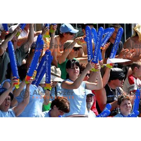 Fans in Final of ICF slalom World Cup race in Tacen, Slovenia on July 8th 2007. Photo by Ales Fevzer 