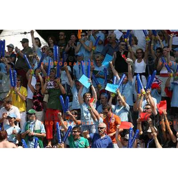 Fans in Final of ICF slalom World Cup race in Tacen, Slovenia on July 8th 2007. Photo by Ales Fevzer 