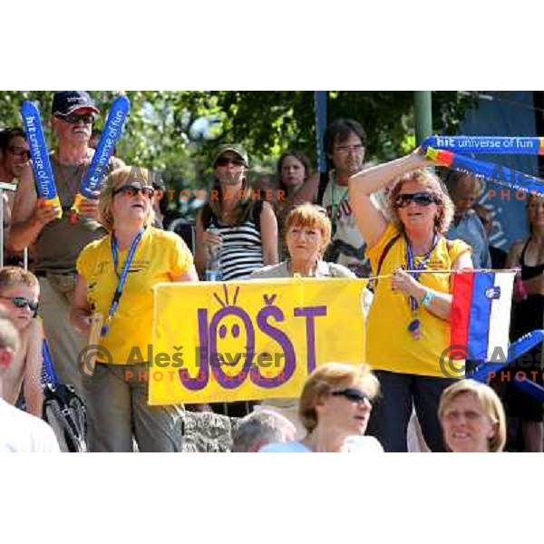 Jost Zakrajsek\'s fans in Final of ICF slalom World Cup race in Tacen, Slovenia on July 8th 2007. Photo by Ales Fevzer 