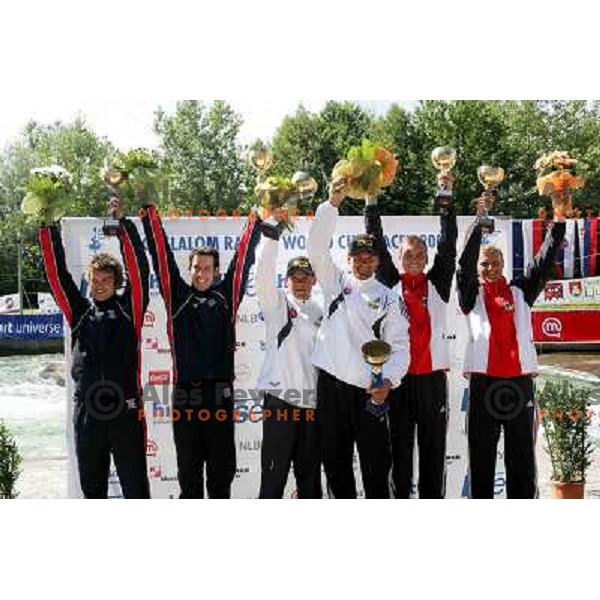 Baillie-Stott (second) , brothers Pavel and Peter Hochaschorner (winners) and Michel-Piersig (third) in C-2 Final of ICF slalom World Cup race in Tacen, Slovenia on July 8th 2007. Photo by Ales Fevzer 