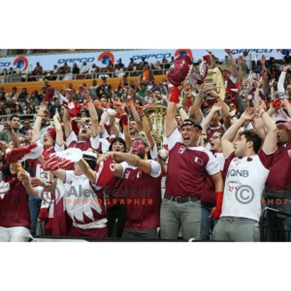 action at Preliminary Group A match Slovenia-Qatar at Qatar 2015 World Handball championships in Lusail Sport Arena, Doha on January 19, 2015