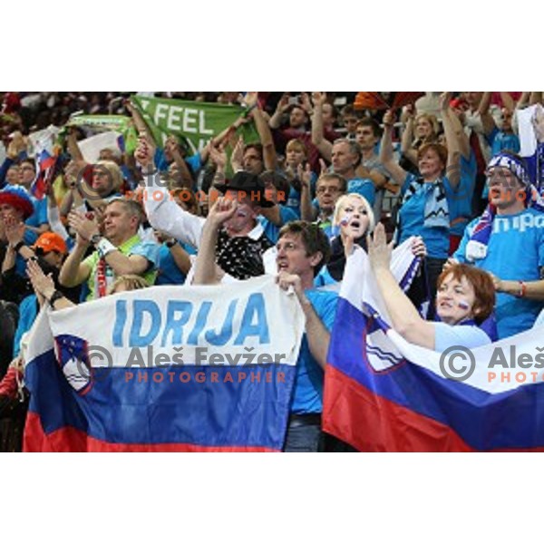 action at Preliminary Group A match Slovenia-Qatar at Qatar 2015 World Handball championships in Lusail Sport Arena, Doha on January 19, 2015