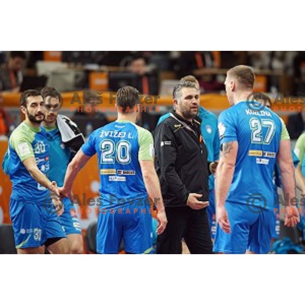 Boris Denic, head coach of Slovenia in action at Preliminary Group A match Slovenia-Qatar at Qatar 2015 World Handball championships in Lusail Sport Arena, Doha on January 19, 2015