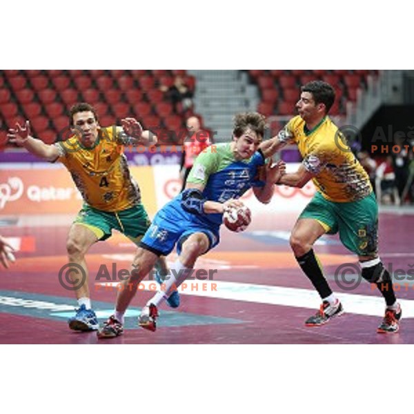 Sebastjan Skube of Slovenia in action at Preliminary Group A match Slovenia-Brazil at Qatar 2015 World Handball championships in Duhail Sport Arena, Doha on January 21, 2015