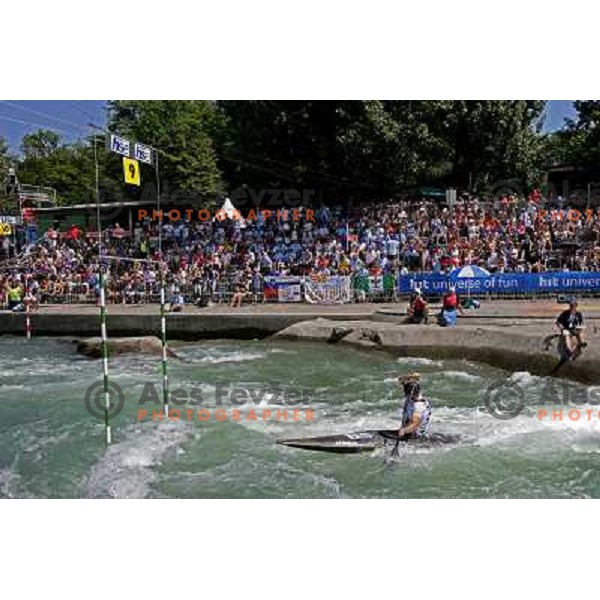Packed stands in Final of ICF slalom World Cup race in Tacen, Slovenia on July 8th 2007. Photo by Ales Fevzer 