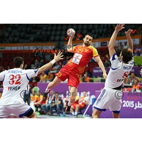 action at Preliminary Group B match Croatia-Macedonia at Qatar 2015 World Handball championships in Duhail Sport Arena, Doha on January 21, 2015