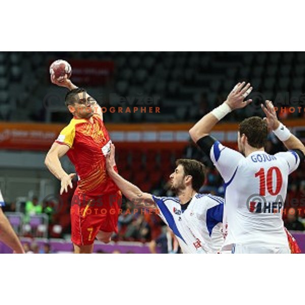 Kiril Lazarov of Macedonia in action at Preliminary Group B match Croatia-Macedonia at Qatar 2015 World Handball championships in Duhail Sport Arena, Doha on January 21, 2015