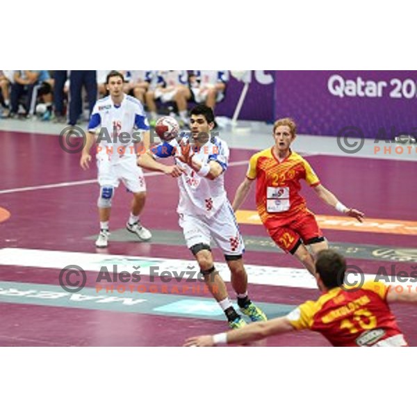 action at Preliminary Group B match Croatia-Macedonia at Qatar 2015 World Handball championships in Duhail Sport Arena, Doha on January 21, 2015