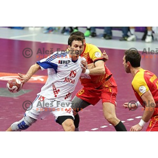 action at Preliminary Group B match Croatia-Macedonia at Qatar 2015 World Handball championships in Duhail Sport Arena, Doha on January 21, 2015