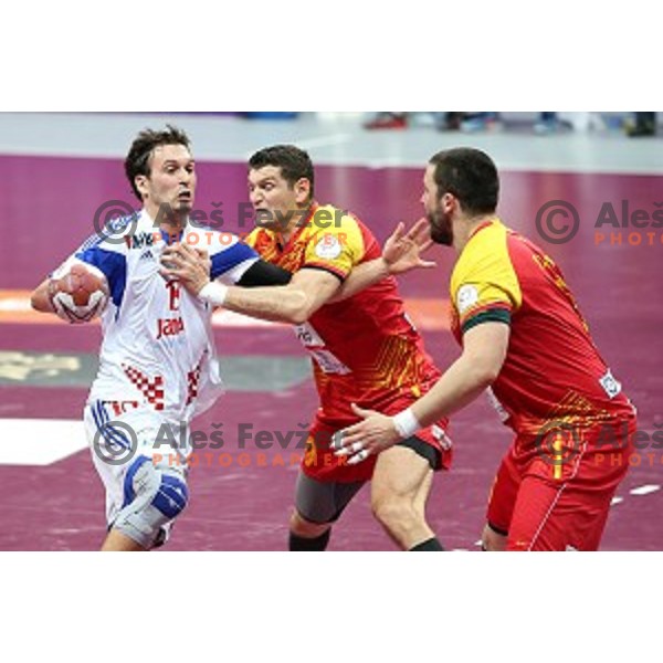 action at Preliminary Group B match Croatia-Macedonia at Qatar 2015 World Handball championships in Duhail Sport Arena, Doha on January 21, 2015