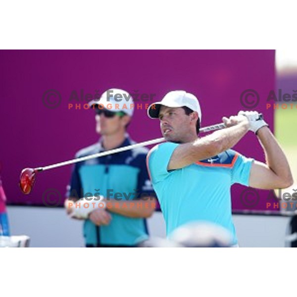 Carl Schwartzel in action in second round of Commercial Bank Qatar Masters, European Tour tournament, Doha Golf Club, Qatar on January 22, 2015