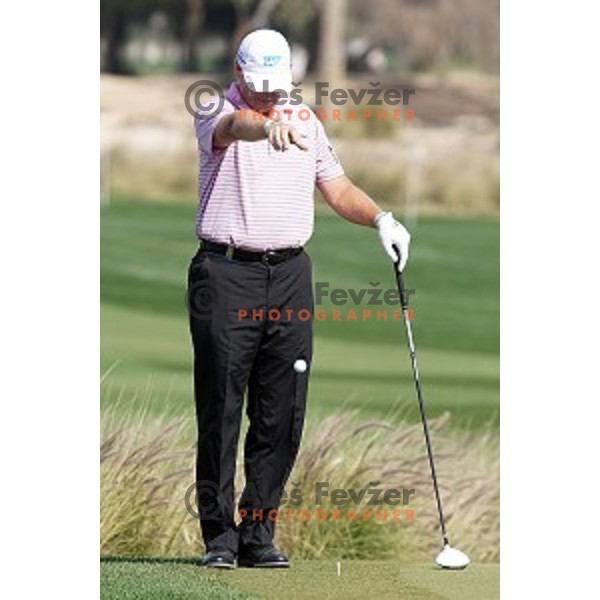 Ernie Els in action in second round of Commercial Bank Qatar Masters, European Tour tournament, Doha Golf Club, Qatar on January 22, 2015