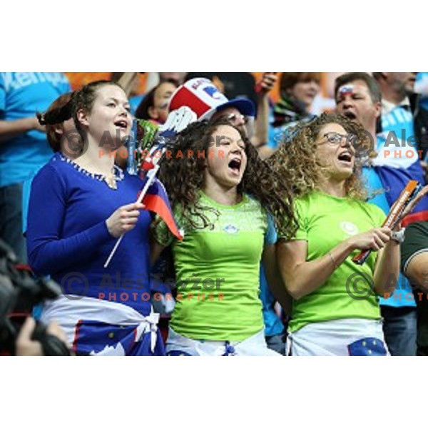 action at Preliminary Group A match Slovenia-Spain at Qatar 2015 World Handball championships in Duhail Sport Arena, Doha on January 23, 2015