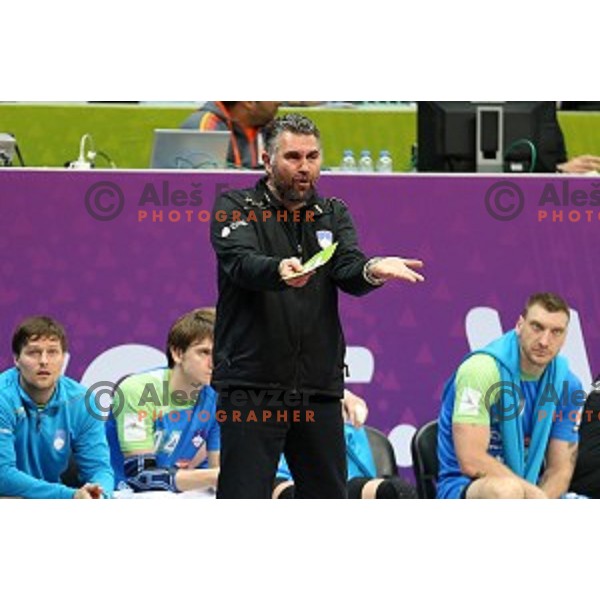 Boris Denic, head coach of Slovenia in action at Preliminary Group A match Slovenia-Spain at Qatar 2015 World Handball championships in Duhail Sport Arena, Doha on January 23, 2015