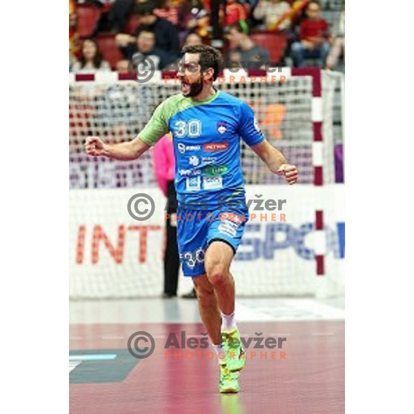 Dragan Gajic in action at Preliminary Group A match Slovenia-Spain at Qatar 2015 World Handball championships in Duhail Sport Arena, Doha on January 23, 2015