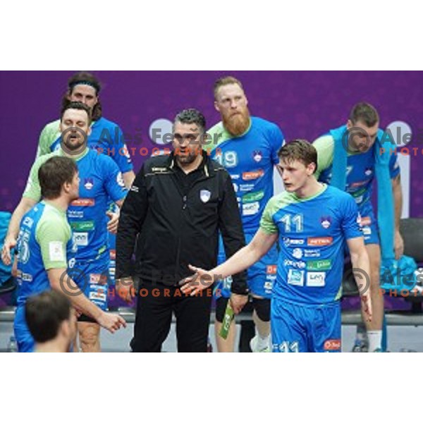 Boris Denic, head coach of Slovenia in action at Preliminary Group A match Slovenia-Spain at Qatar 2015 World Handball championships in Duhail Sport Arena, Doha on January 23, 2015