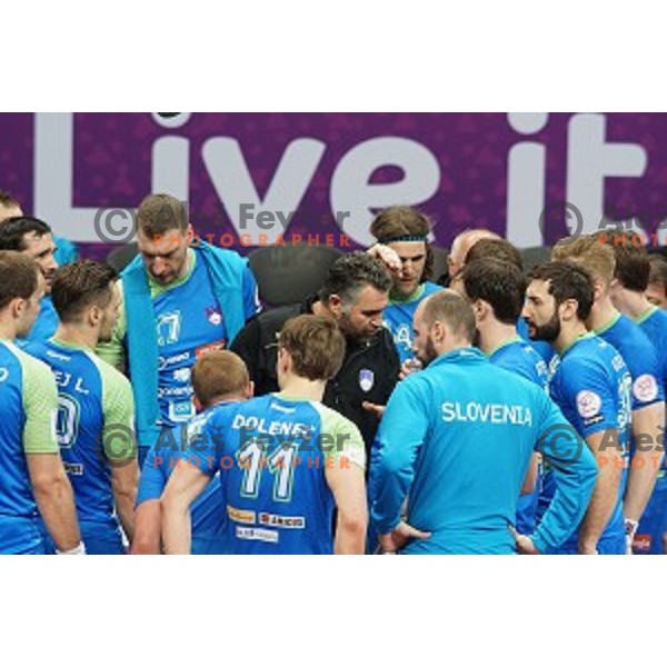 action at Preliminary Group A match Slovenia-Spain at Qatar 2015 World Handball championships in Duhail Sport Arena, Doha on January 23, 2015