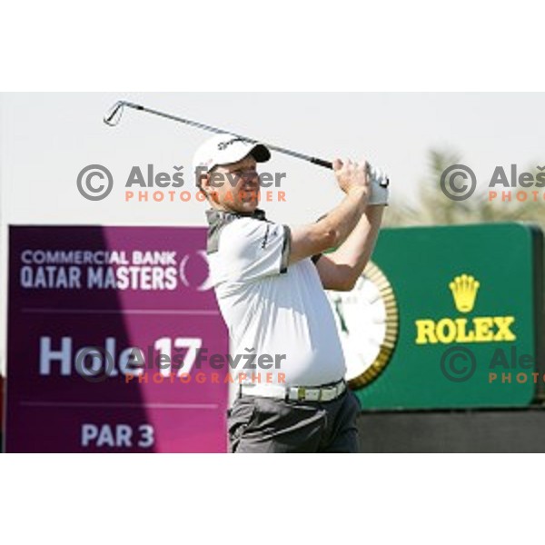 Stephen Gallacher (SCO) in action in final round of Commercial Bank Qatar Masters, European Tour tournament, Doha Golf Club, Qatar on January 24, 2015