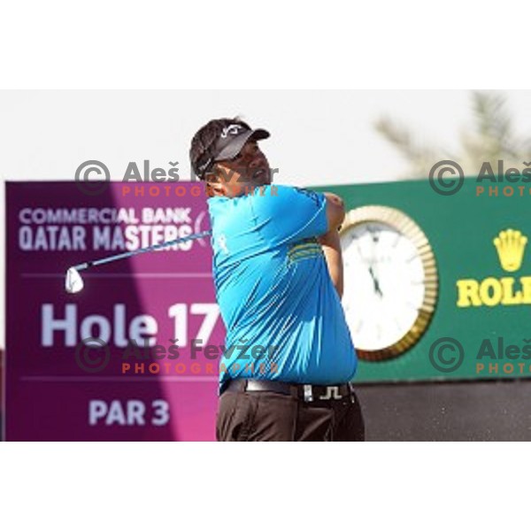 Kiradech Aphibarnrat (THA) in action in final round of Commercial Bank Qatar Masters, European Tour tournament, Doha Golf Club, Qatar on January 24, 2015