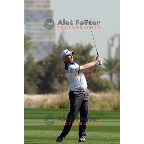 Stephen Gallacher (SCO) in action in final round of Commercial Bank Qatar Masters, European Tour tournament, Doha Golf Club, Qatar on January 24, 2015
