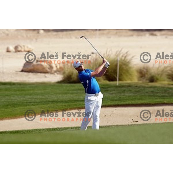 Marc Warren (ENG) in action in final round of Commercial Bank Qatar Masters, European Tour tournament, Doha Golf Club, Qatar on January 24, 2015