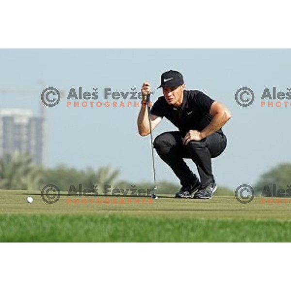 Oliver Fisher (ENG) in action in final round of Commercial Bank Qatar Masters, European Tour tournament, Doha Golf Club, Qatar on January 24, 2015