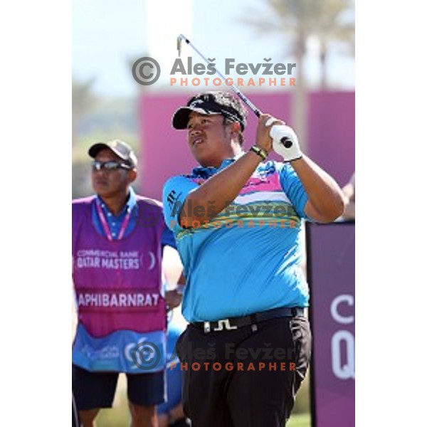 Kiradech Aphibarnrat (THA) in action in final round of Commercial Bank Qatar Masters, European Tour tournament, Doha Golf Club, Qatar on January 24, 2015