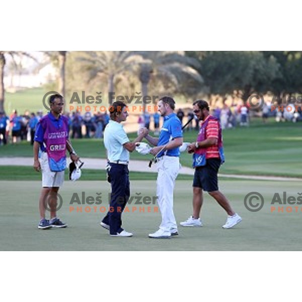 Emiliano Grillo and Marc Warren in action in final round of Commercial Bank Qatar Masters, European Tour tournament, Doha Golf Club, Qatar on January 24, 2015