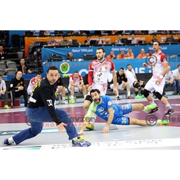 Dragan Gajic of Slovenia in action during eight-final match Slovenia-Macedonia at Qatar 2015 World Handball championships in Al Saad Sport Arena, Doha on January 25, 2015