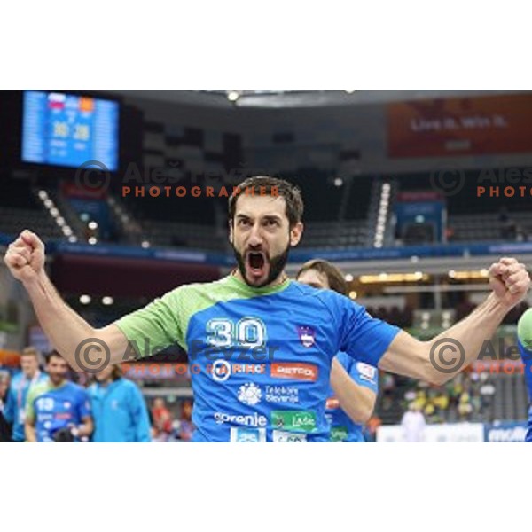 Dragan Gajic of Slovenia in action during eight-final match Slovenia-Macedonia at Qatar 2015 World Handball championships in Al Saad Sport Arena, Doha on January 25, 2015