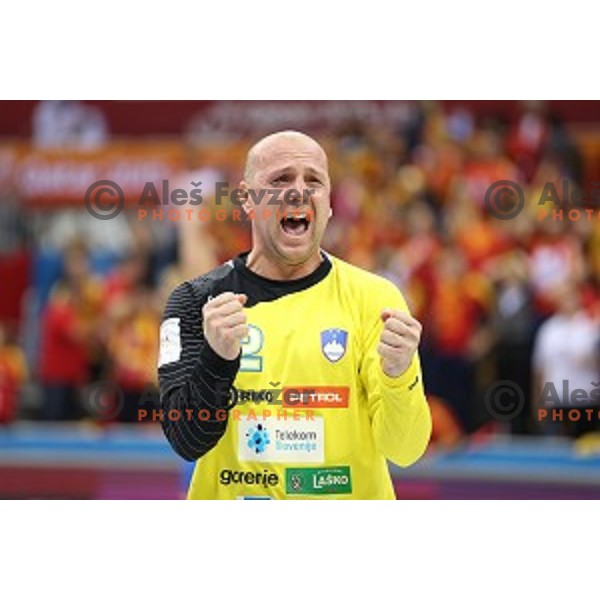 Gorazd Skof of Slovenia in action during eight-final match Slovenia-Macedonia at Qatar 2015 World Handball championships in Al Saad Sport Arena, Doha on January 25, 2015