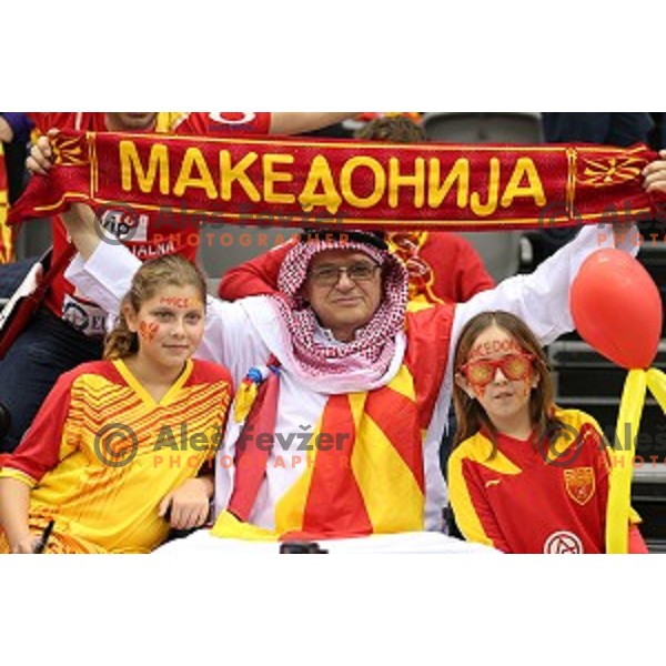 Fans of Macedonia in action during eight-final match Slovenia-Macedonia at Qatar 2015 World Handball championships in Al Saad Sport Arena, Doha on January 25, 2015