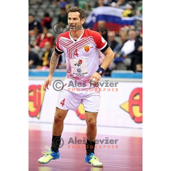 Renato Vugrinec of Macedonia in action during eight-final match Slovenia-Macedonia at Qatar 2015 World Handball championships in Al Saad Sport Arena, Doha on January 25, 2015