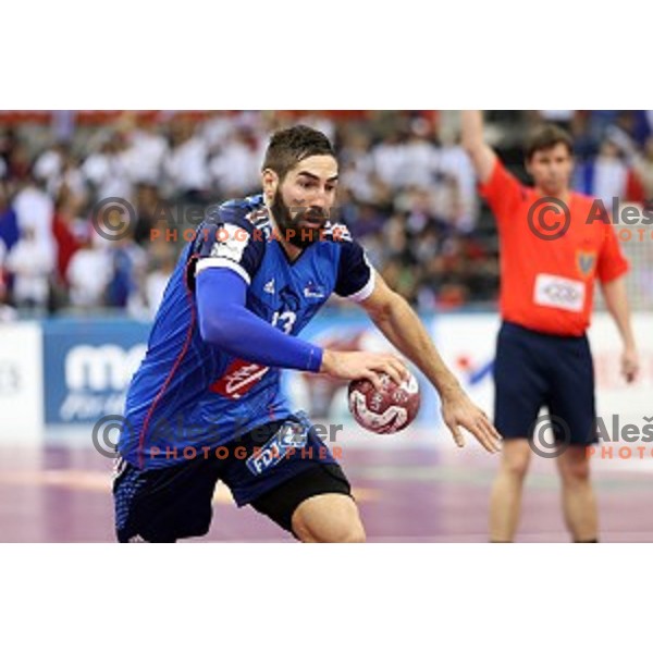 Nikola Karabatic of France in action during quarter-final match Slovenia-France at Qatar 2015 World Handball championships in Al Sadd Sport Arena, Doha on January 28, 2015