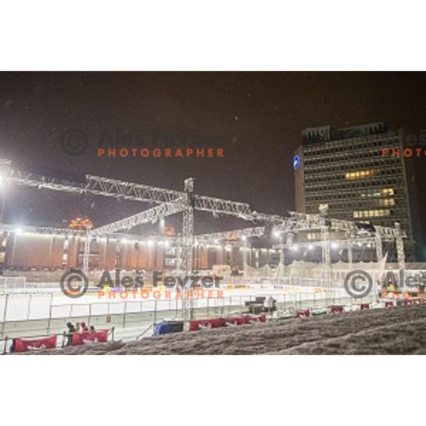 Before ice hockey match of Ice Fest, 43th round of EBEL League in Season 2014/15 between HDD Telemach Olimpija and EC Red Bull Salzburg, played in Trg republike, Ljubljana, Slovenia, on January 30, 2015