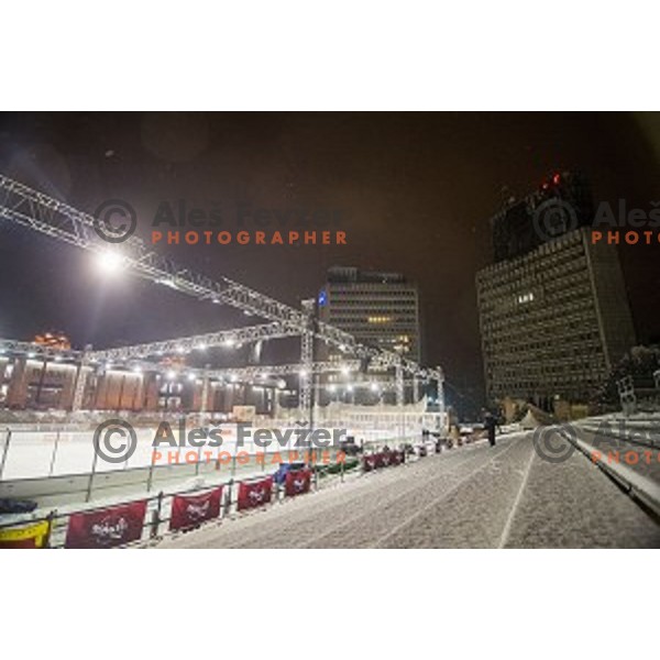 Before ice hockey match of Ice Fest, 43th round of EBEL League in Season 2014/15 between HDD Telemach Olimpija and EC Red Bull Salzburg, played in Trg republike, Ljubljana, Slovenia, on January 30, 2015