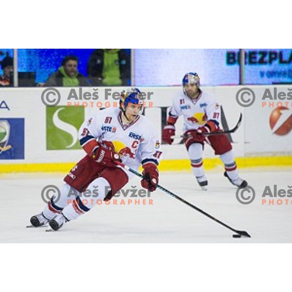 Matthias Trattnik of Salzburg in action during ice hockey match of Ice Fest, 43th round of EBEL League in Season 2014/15 between HDD Telemach Olimpija and EC Red Bull Salzburg, played in Tivoli Hall, Ljubljana, Slovenia, on January 30, 2015