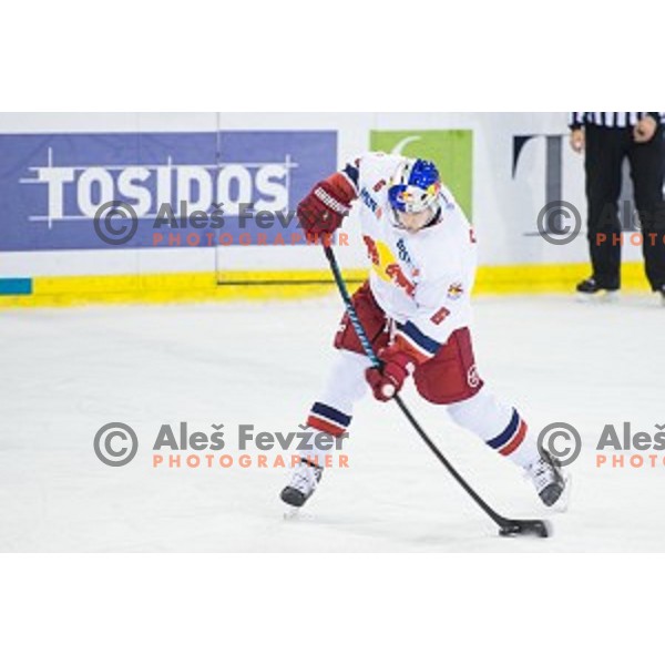 Alexander Pallestrang of Salzburg in action during ice hockey match of Ice Fest, 43th round of EBEL League in Season 2014/15 between HDD Telemach Olimpija and EC Red Bull Salzburg, played in Tivoli Hall, Ljubljana, Slovenia, on January 30, 2015