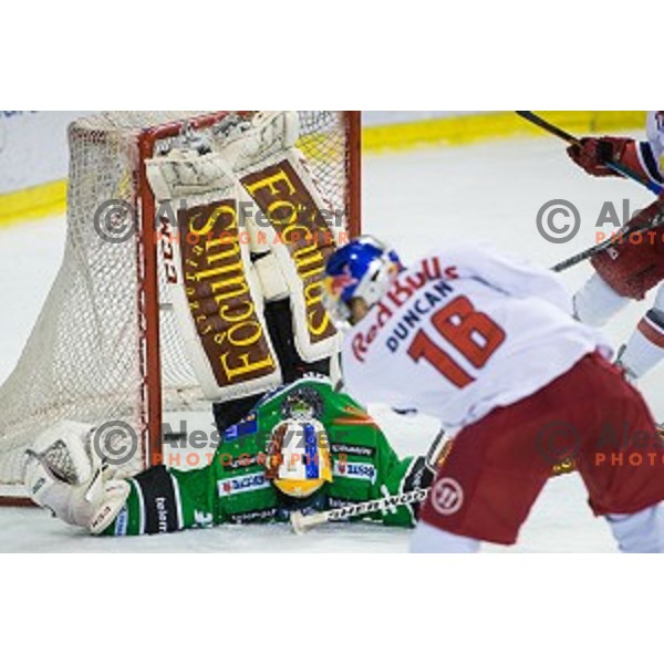 Miika Wiikman of Olimpija in action during ice hockey match of Ice Fest, 43th round of EBEL League in Season 2014/15 between HDD Telemach Olimpija and EC Red Bull Salzburg, played in Tivoli Hall, Ljubljana, Slovenia, on January 30, 2015