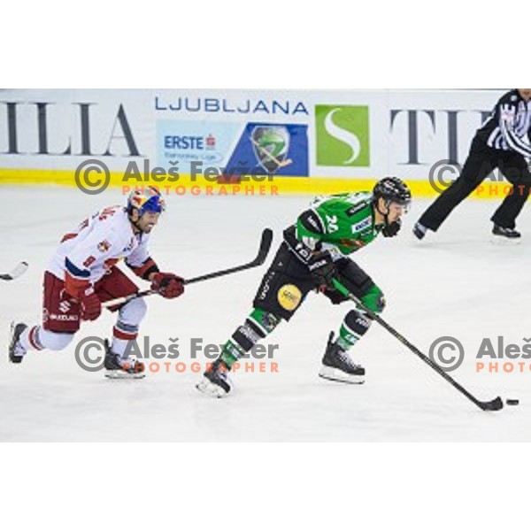 Gregor Koblar of Olimpija in action during ice hockey match of Ice Fest, 43th round of EBEL League in Season 2014/15 between HDD Telemach Olimpija and EC Red Bull Salzburg, played in Tivoli Hall, Ljubljana, Slovenia, on January 30, 2015