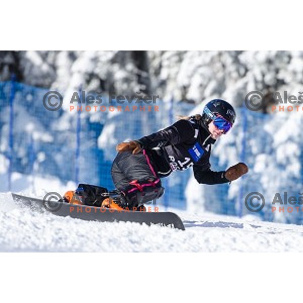 Patrizia Kummer (SUI) in action during snowboard match of FIS Snowboard WC Parallel Gaint Slalom Rogla 2015, Rogla, Slovenia, on January 31, 2015