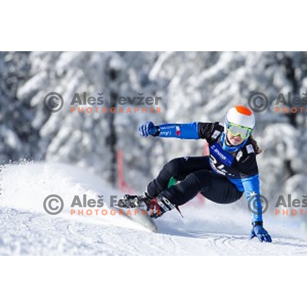 Corinna Boccacini (ITA) in action during snowboard match of FIS Snowboard WC Parallel Gaint Slalom Rogla 2015, Rogla, Slovenia, on January 31, 2015